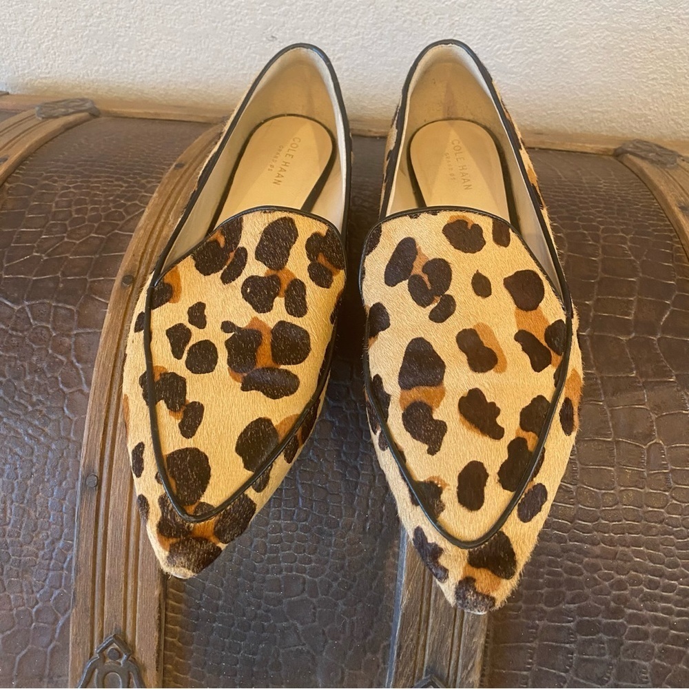 COLE HAAN Piper Loafer Mule Leopard Print Calf Size 10B
